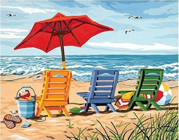 Beach Chairs - Diy Painting By Numbers Kit